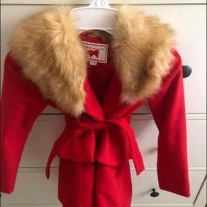 Jaine and Jack Red Faux Fur Coat